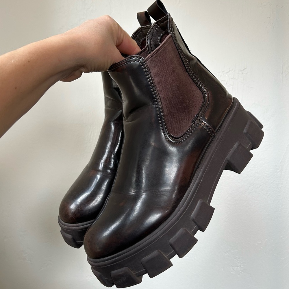Sam Edelman Brown Chunky Chelsea Ankle Boots